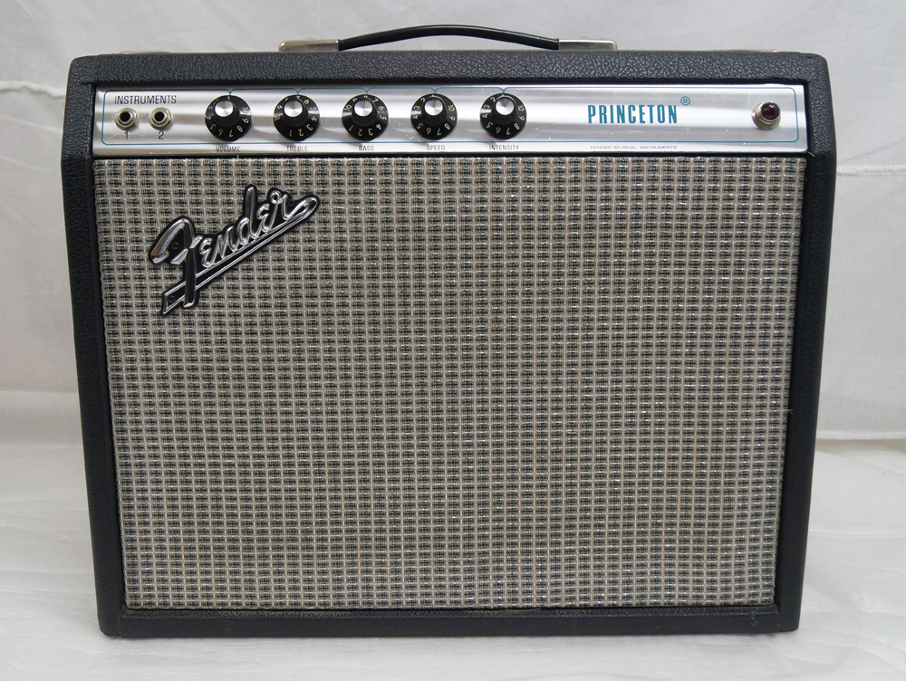 1968 Fender Princeton Amplifier w/ Vibrato + Slip Cover Silverface
